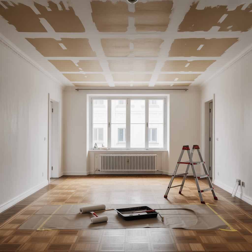 takmalning inomhus felsokning av flammigt resultat