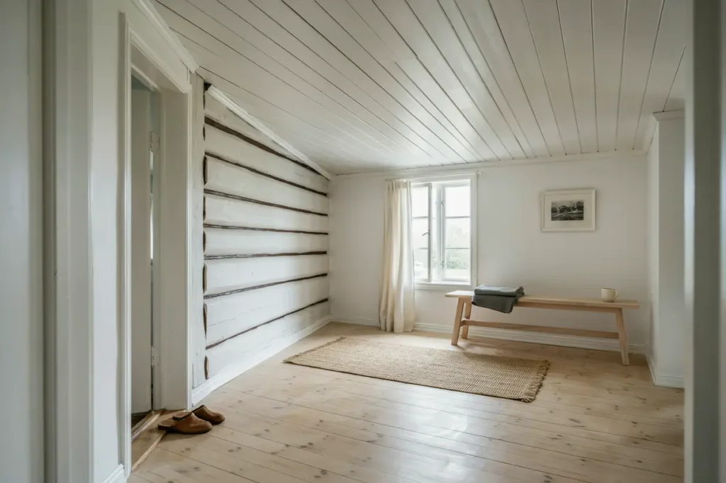omm lning av paneltak och lister i sommarstuga i grevie
